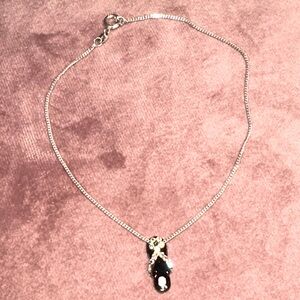 Rhinestone beach flip flop ankle bracelet, sterling chain